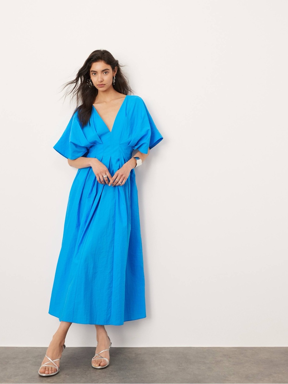 ASOS Bright Blue V-Neck Maxi Dress